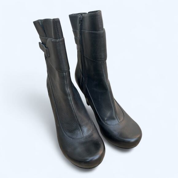TSUBO CLEONE Black Women's Mid Calf Zip Boot Bootie Sz 8.5 Edgy Chic Minimalist - Picture 3 of 11